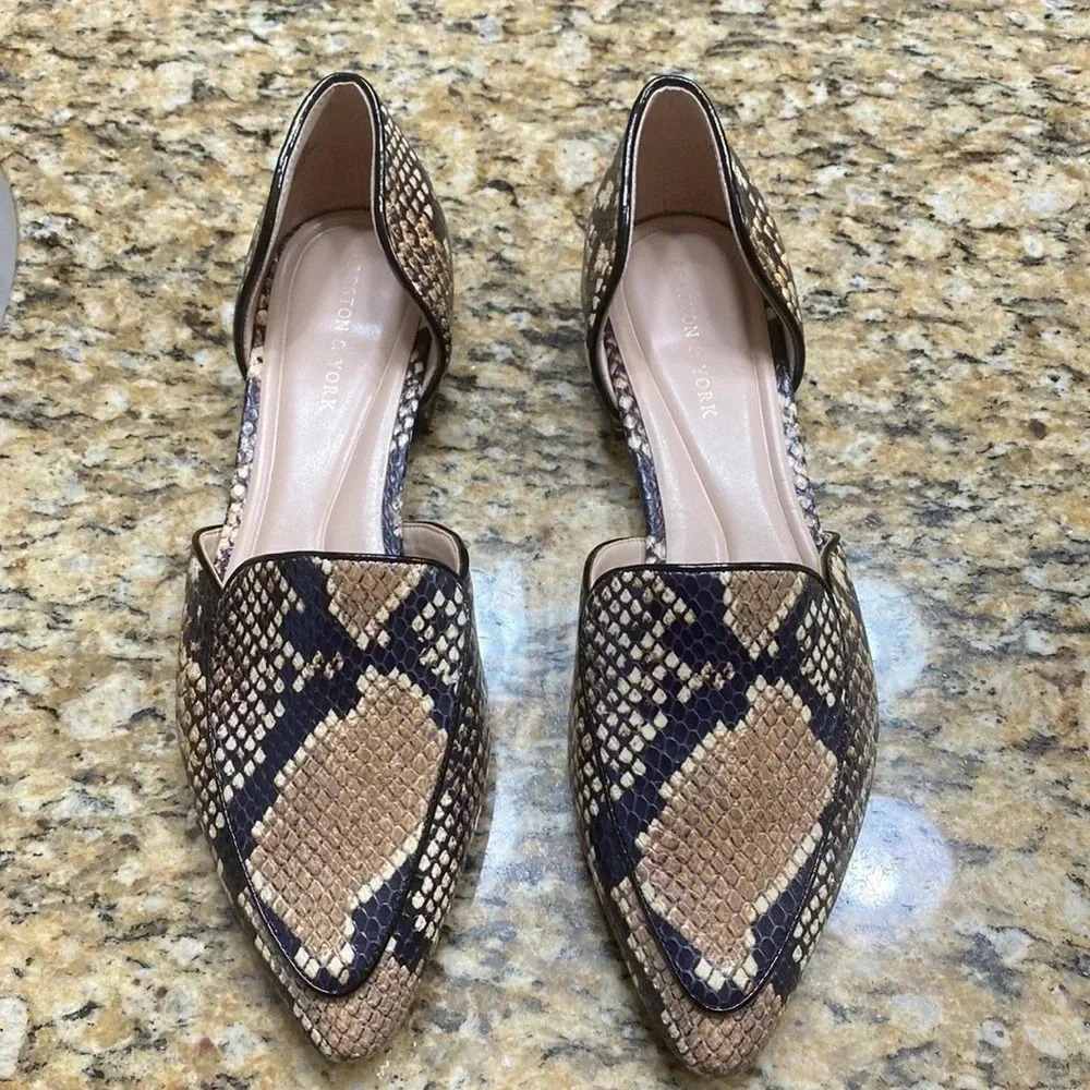Preston & York Shannon Snake Print d'Orsay Flats - Picture 6 of 9